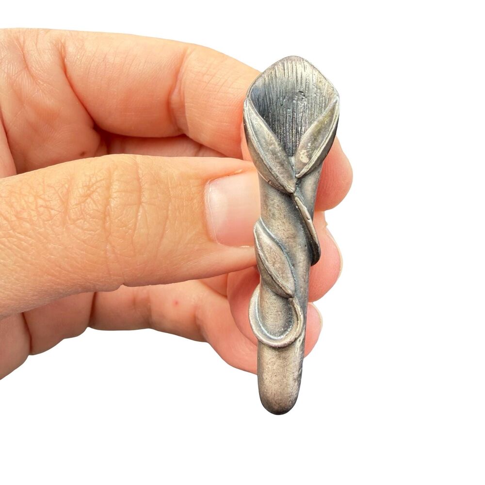 Vintage Flower Holder Silver Tone Brooch, Posey Holder Pin , Estate Jewelry